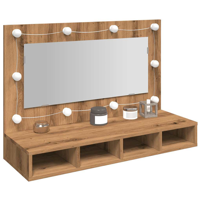 Mirror Cabinet With Led Artisan Oak 90X31.5X62 Cm Npibbl