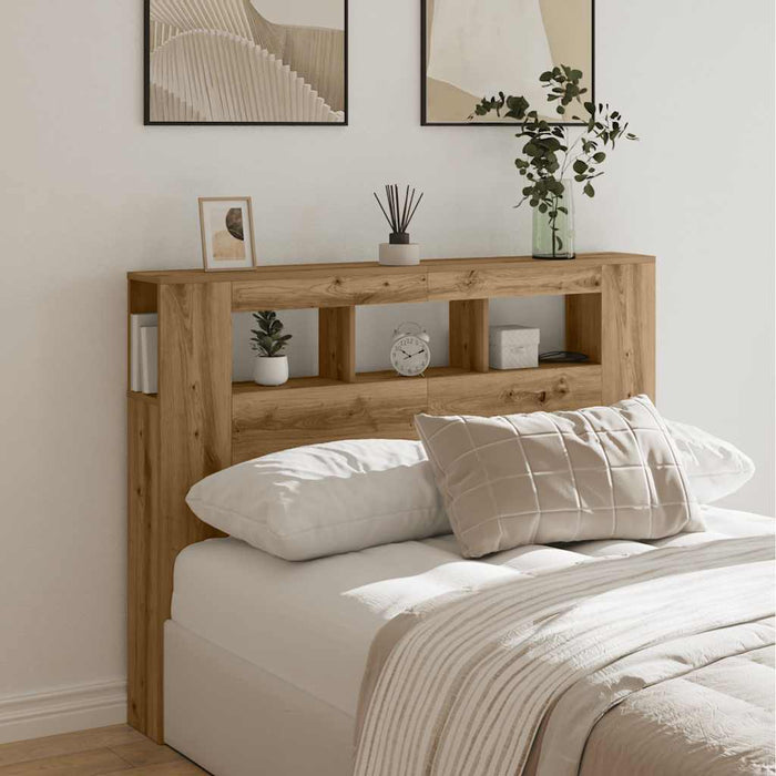 Double Size Led Headboard Artisan Oak 140X18.5X103.5 Cm Engineered Wood Npilni