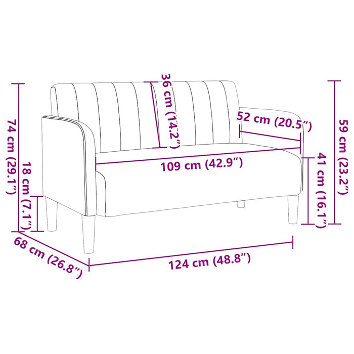 Loveseat Sofa Dark Grey 109 Cm Velvet Aobbpnn