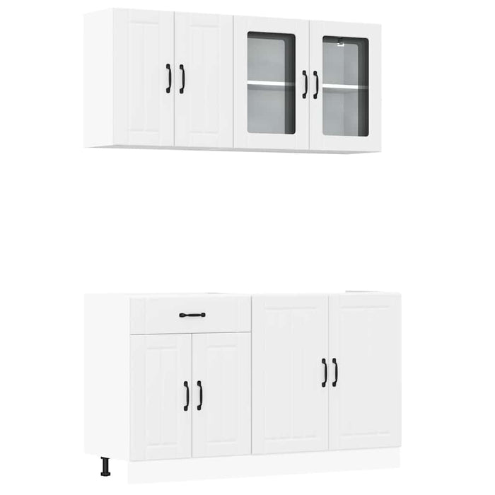 4 Piece Kitchen Cabinet Set Kalmar White Engineered Wood Ttoanlo