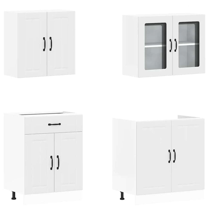 4 Piece Kitchen Cabinet Set Kalmar White Engineered Wood Ttoanlo