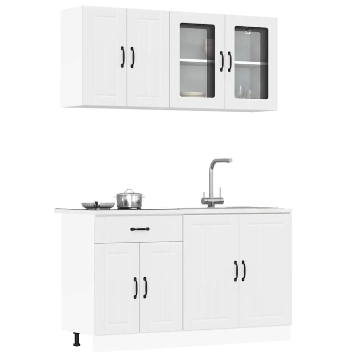 4 Piece Kitchen Cabinet Set Kalmar White Engineered Wood Ttoanlo