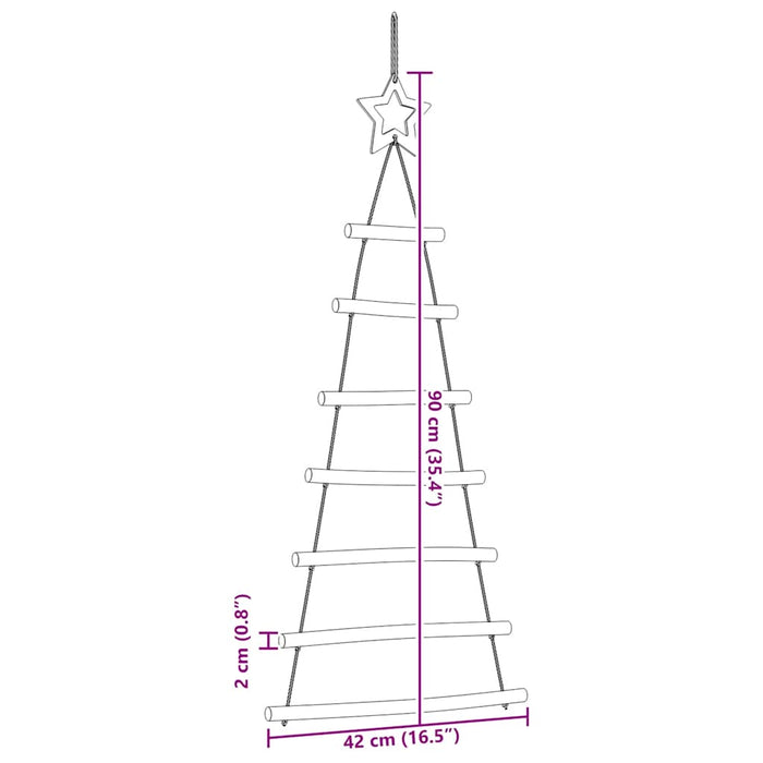  Hanging Christmas Trees With Top Stars 2 Pcs 42X90 Cm Natural Branch Aobobbk