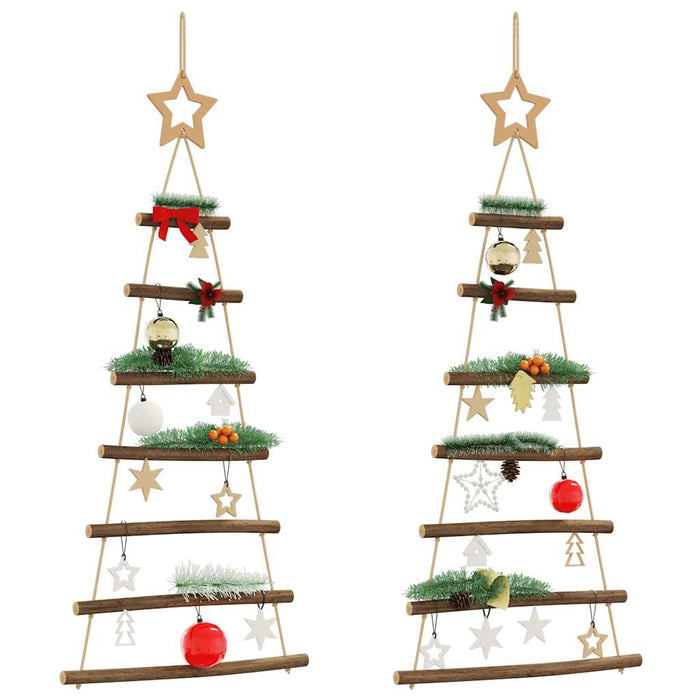  Hanging Christmas Trees With Top Stars 2 Pcs 42X90 Cm Natural Branch Aobobbk