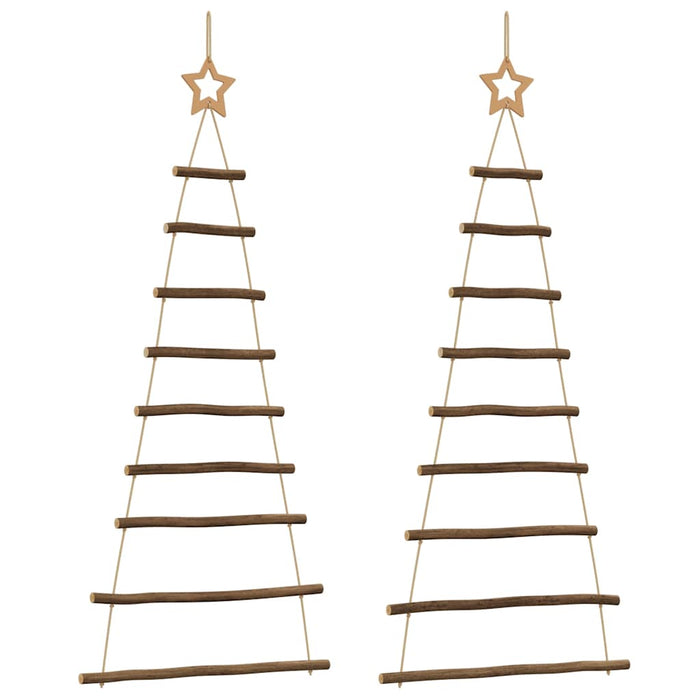 Hanging Christmas Trees With Top Stars 2 Pcs 55X120 Cm Natural Branch Aobobob
