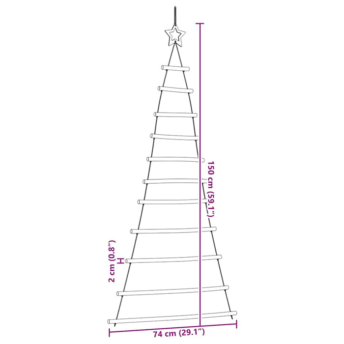 Hanging Christmas Tree With Top Star 74X150 Cm Natural Branch Aoboboo