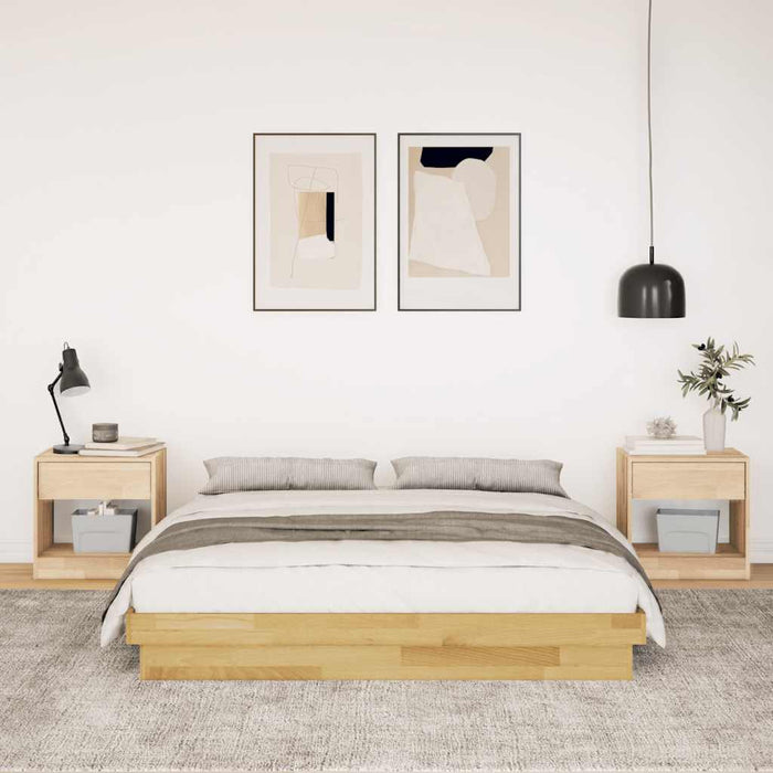 Queen Size Bed Frame Without Mattress 150X200 Cm Solid Wood Oak Ttopitx