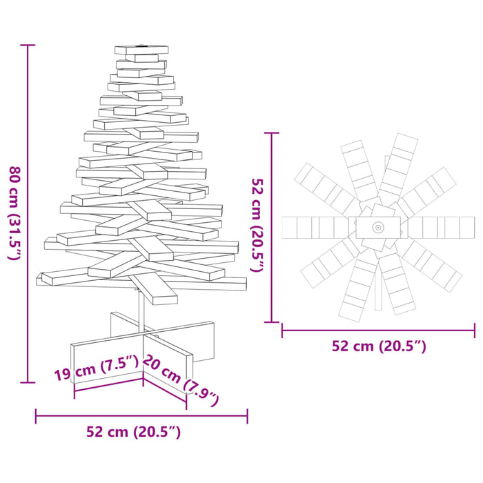 Wooden Christmas Tree For Decoration 80 Cm Solid Wood Pine Npnxbo