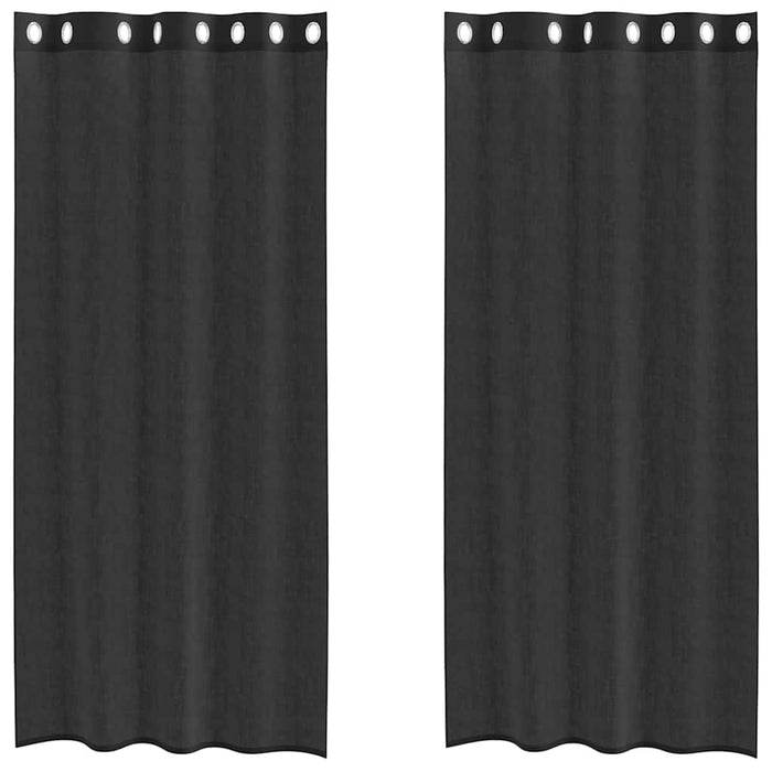 Voile Curtains With Grommets 2 Pcs Black 140X245 Cm Aobxblx