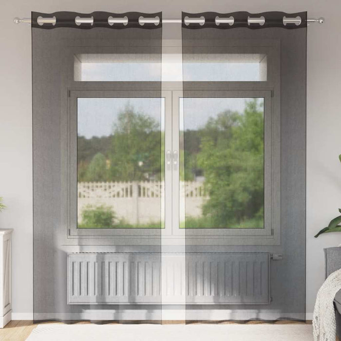 Voile Curtains With Grommets 2 Pcs Black 140X245 Cm Aobxblx