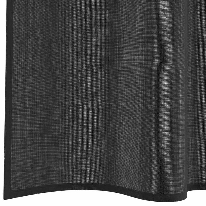 Voile Curtains With Rod Pockets 2 Pcs Black Aobxolk
