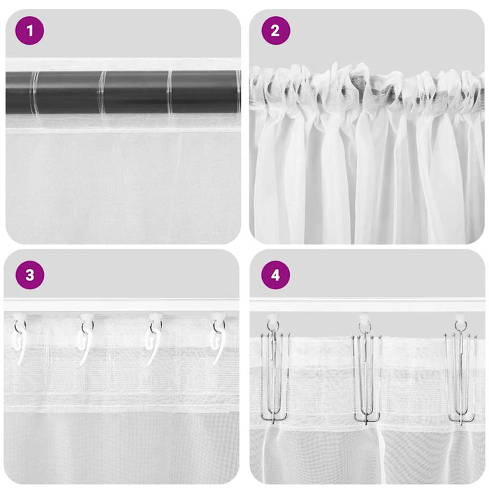Voile Curtains With Rod Pockets 2 Pcs Black Aobxolk