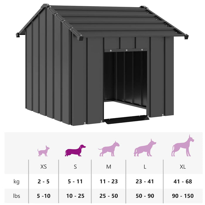 Dog House With Roof 85X107X81 Cm Galvanised Steel Aobbkot