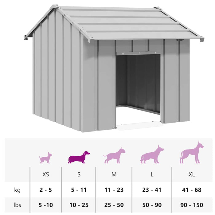 Dog House With Roof 85X107X81 Cm Galvanised Steel Aobbkoa