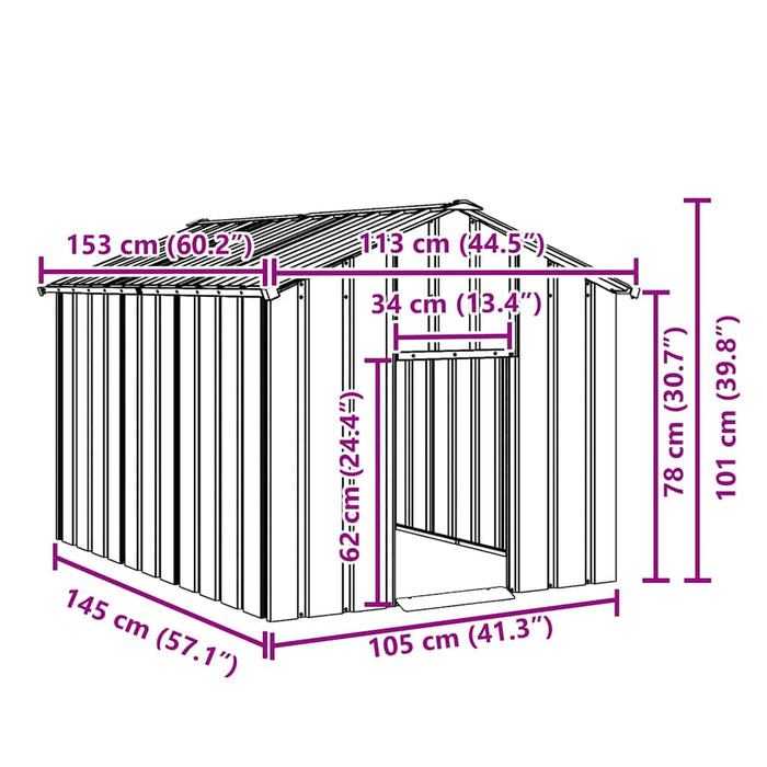 Dog House With Roof 113X153X101 Cm Galvanised Steel Aobbkok