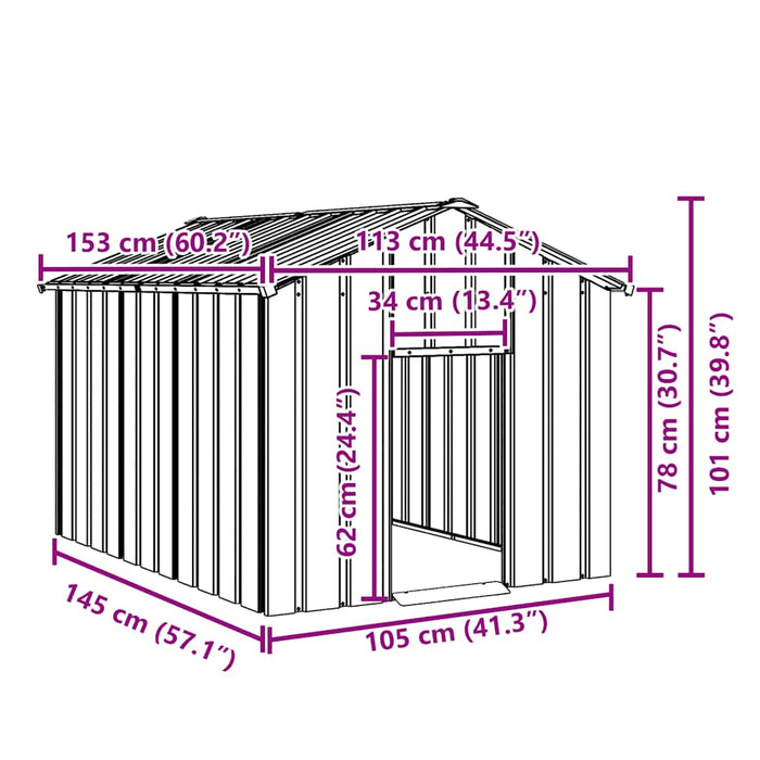 Dog House With Roof 113X153X101 Cm Galvanised Steel Aobbkxb