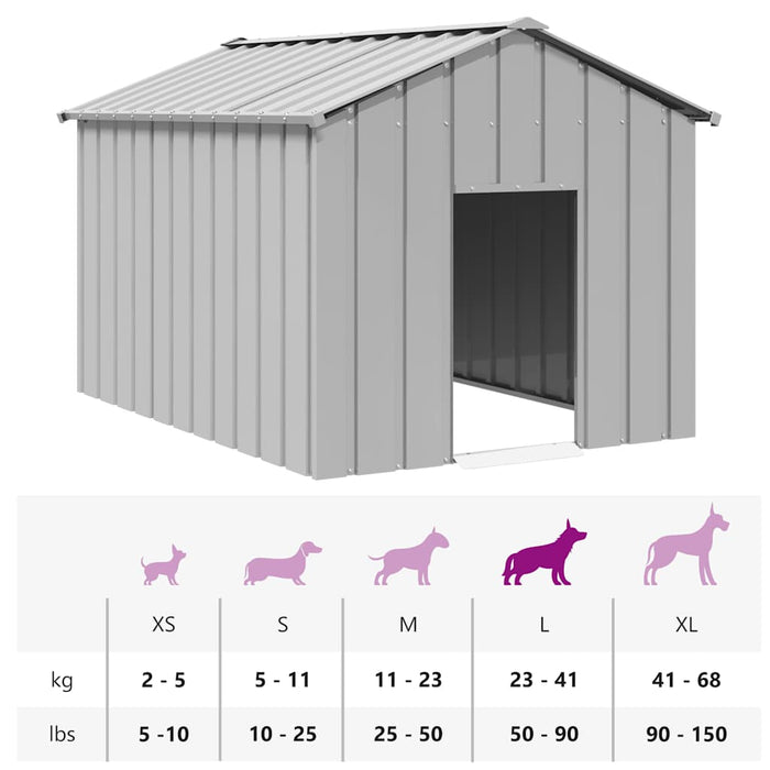 Dog House With Roof 113X153X101 Cm Galvanised Steel Aobbkxb