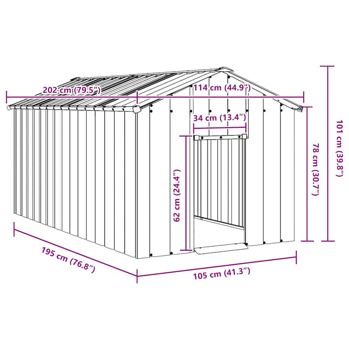 Dog House With Roof 114X202X101 Cm Galvanised Steel Aobbkxo