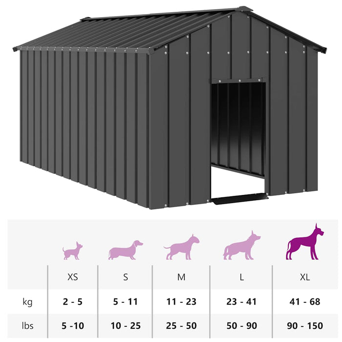 Dog House With Roof 114X202X101 Cm Galvanised Steel Aobbkxo