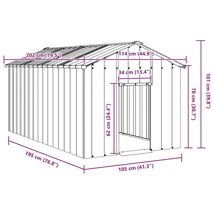 Dog House With Roof 114X202X101 Cm Galvanised Steel Aobbkxx