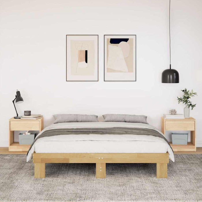 Queen Size Bed Frame Without Mattress 150X200 Cm Solid Wood Oak Npokpx