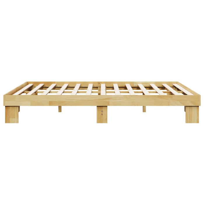 Queen Size Bed Frame Without Mattress 150X200 Cm Solid Wood Oak Npokpx