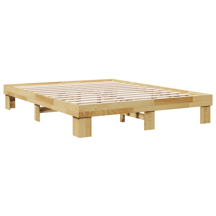 Queen Size Bed Frame Without Mattress 150X200 Cm Solid Wood Oak Npokpx