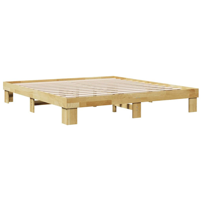 King Size Bed Frame Without Mattress 180X200 Cm Solid Wood Oak Npokpa