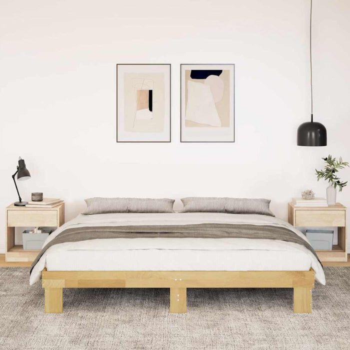 King Size Bed Frame Without Mattress 180X200 Cm Solid Wood Oak Npokpa