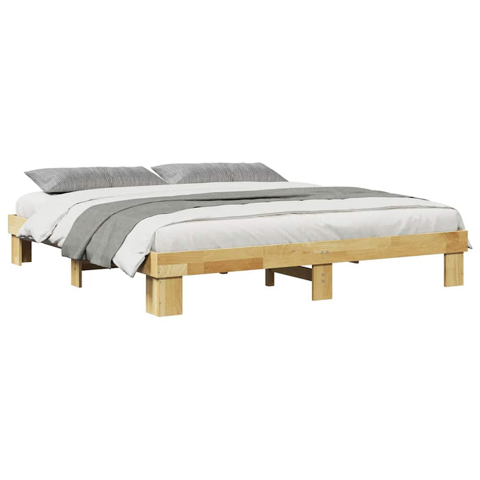 King Size Bed Frame Without Mattress 180X200 Cm Solid Wood Oak Npokpa