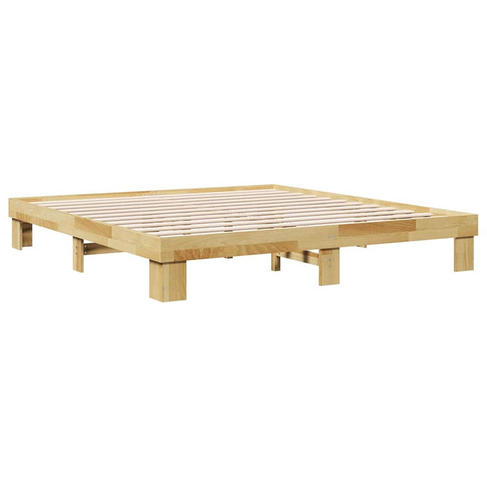 King Size Bed Frame Without Mattress 180X200 Cm Solid Wood Oak Npokpa