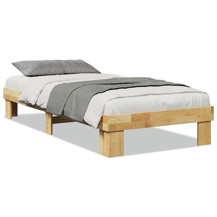 Single Size Bed Frame Without Mattress 90X190 Cm Solid Wood Oak Npokpi