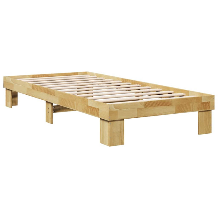 Single Size Bed Frame Without Mattress 90X190 Cm Solid Wood Oak Npokpi