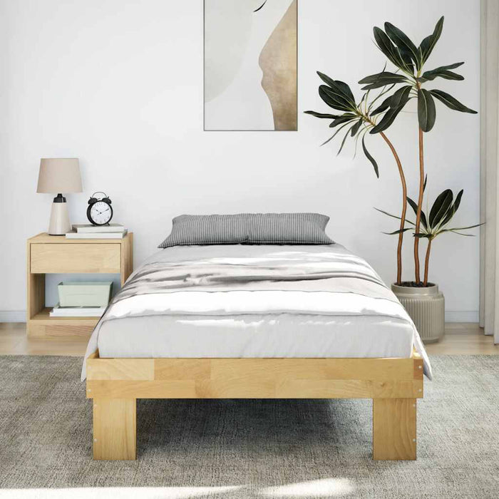 Single Size Bed Frame Without Mattress 90X190 Cm Solid Wood Oak Npokpi