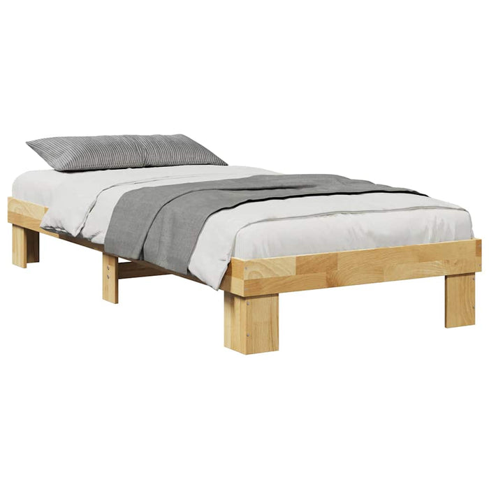 Single Size Bed Frame Without Mattress 90X190 Cm Solid Wood Oak Npokpi