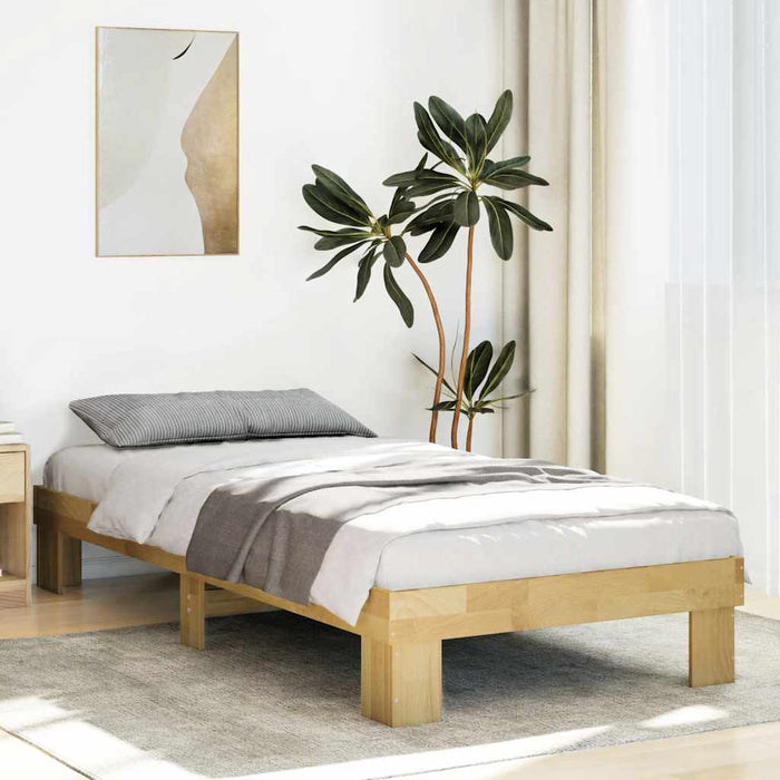 Single Size Bed Frame Without Mattress 90X190 Cm Solid Wood Oak Npokpi