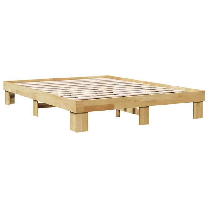 Double Size Bed Frame Without Mattress 135X190 Cm Solid Wood Oak Npokpk