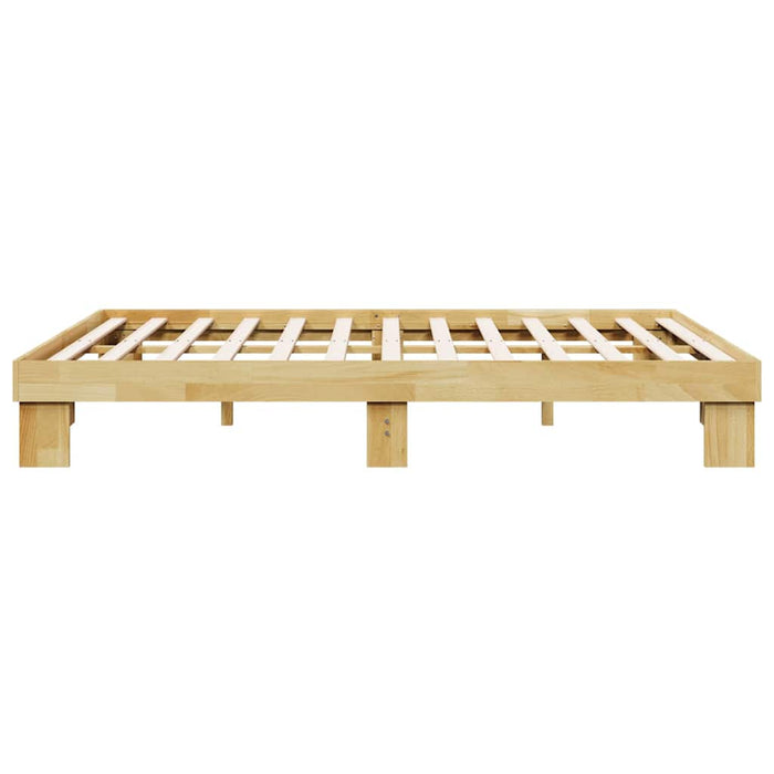 Double Size Bed Frame Without Mattress 135X190 Cm Solid Wood Oak Npokpk