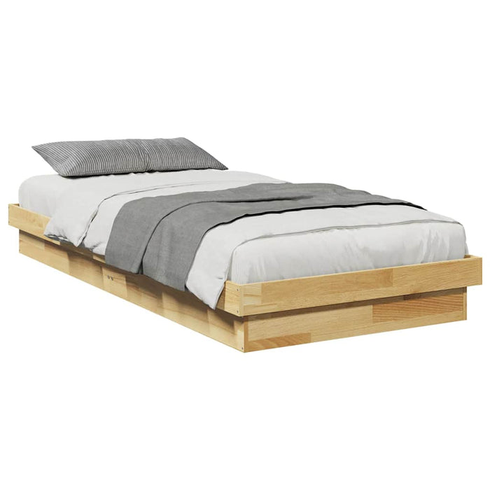 Single Size Bed Frame Without Mattress 90X190 Cm Solid Oak Wood Npokix