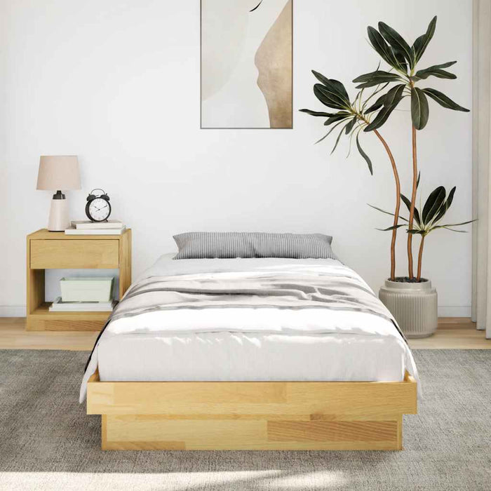 Single Size Bed Frame Without Mattress 90X190 Cm Solid Oak Wood Npokix