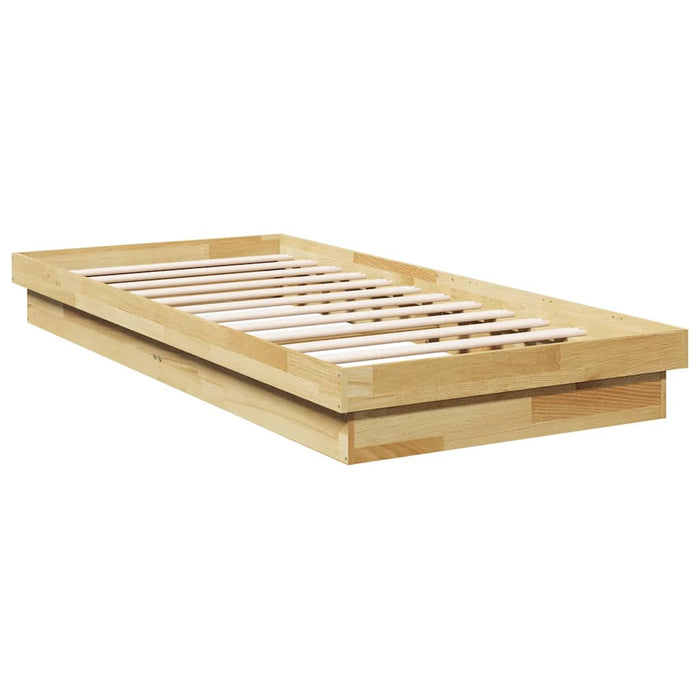 Single Size Bed Frame Without Mattress 90X190 Cm Solid Oak Wood Npokix