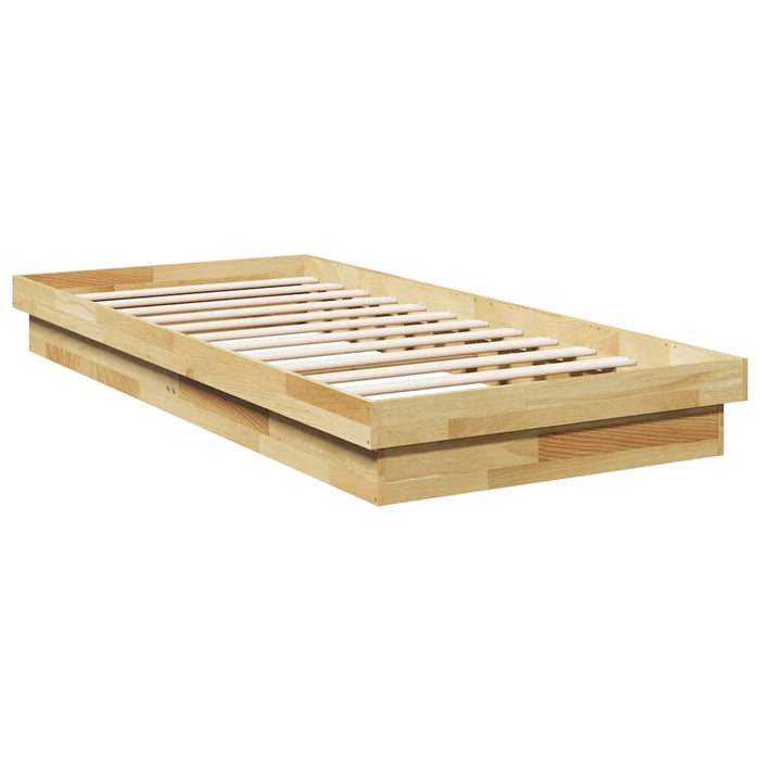 Single Size Bed Frame Without Mattress 90X190 Cm Solid Oak Wood Npokix