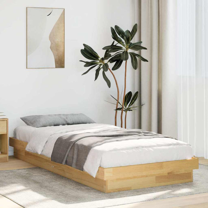 Single Size Bed Frame Without Mattress 90X190 Cm Solid Oak Wood Npokix