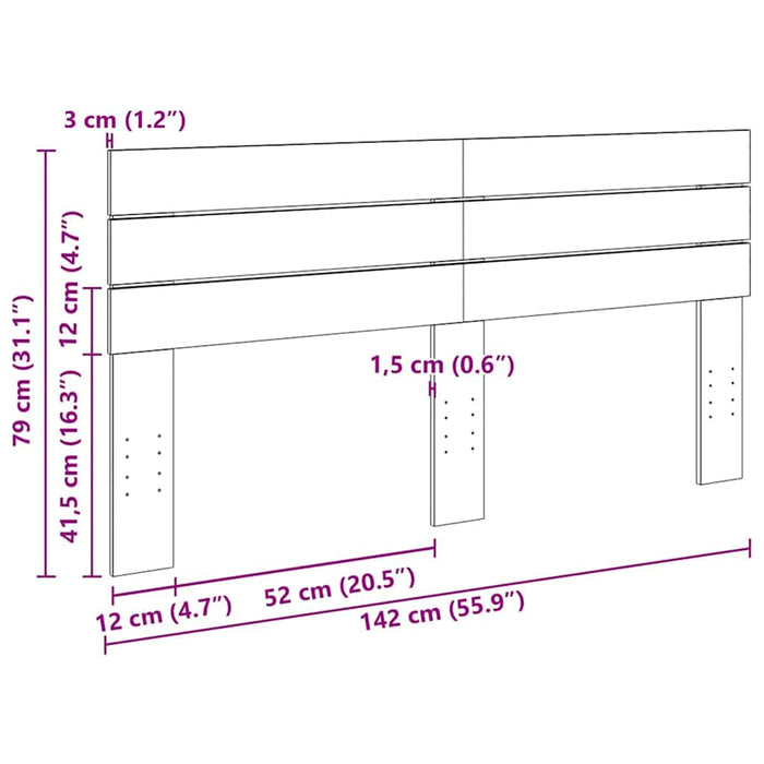 Double Size Headboard 140 Cm Solid Wood Oak Npokik