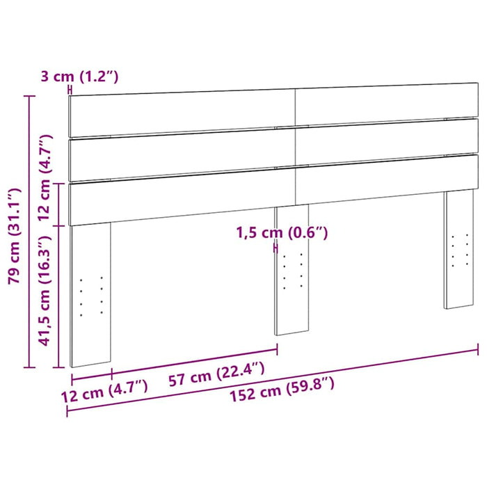 Queen Size Headboard 150 Cm Solid Wood Oak Npoknb