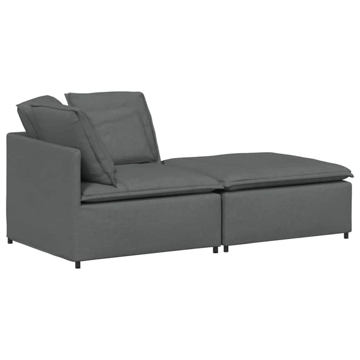 Modular Sofa With Footstool & Cushions Fabric Dark Grey Ttxoxbn