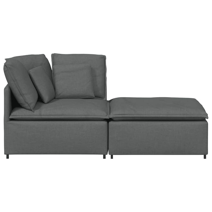 Modular Sofa With Footstool & Cushions Fabric Dark Grey Ttxoxbn