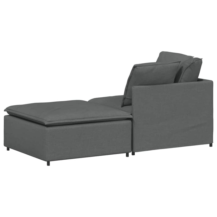 Modular Sofa With Footstool & Cushions Fabric Dark Grey Ttxoxbn