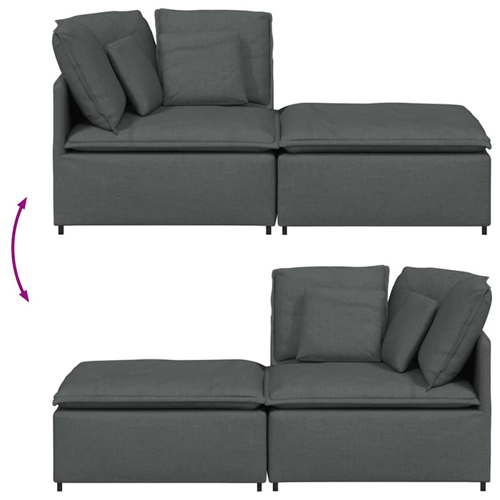 Modular Sofa With Footstool & Cushions Fabric Dark Grey Ttxoxbn