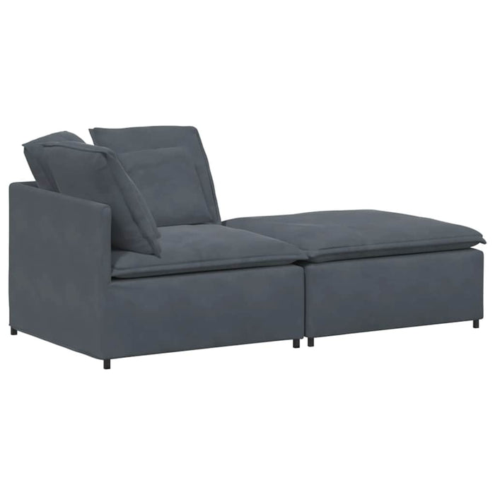 Modular Sofa With Footstool & Cushions Velvet Dark Grey Ttxoxxb
